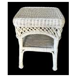 P - Two Vintage Wicker Chairs and Side Table