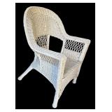 P - Two Vintage Wicker Chairs and Side Table