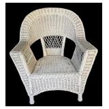 P - Two Vintage Wicker Chairs and Side Table