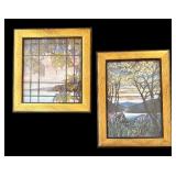 LR - Set of 2 Framed Landscape Art Prints with Gold Frames