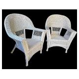 P - Pair of Vintage Wicker Arm Chairs