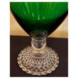 LR - Set of 12 Vintage Anchor Hocking Bubble Foot Green Stemmed Goblets