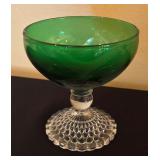 LR - Set of 6 Anchor Hocking Green Bubble Foot Champagne Stemware / Fruit Dishes
