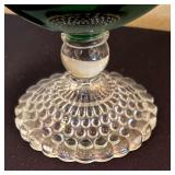 LR - Set of 6 Anchor Hocking Green Bubble Foot Champagne Stemware / Fruit Dishes