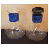 LR - Set of 8 Vintage Cory Glass Coffee Servers with Colored Bands