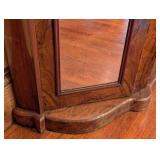 ML - Antique English Marble Top Mirrored Sideboard with Burl Wood Veneer