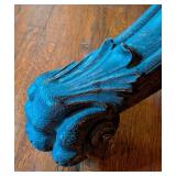 ML - Antique Round Oak Dining Table with Carved Paw Feet and 4 Leaves