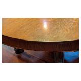 ML - Antique Round Oak Dining Table with Carved Paw Feet and 4 Leaves