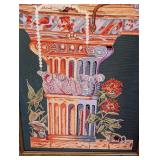 ML - Large Framed Needlepoint Art with Monkey, Butterfly, and Fish Bowl