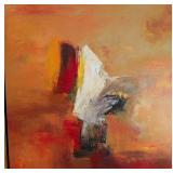 UL - Framed Abstract Oil Painting with Bold Colors by Pedros Martin