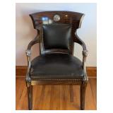 UL - Vintage Armchair with Lion Head Armrests and Unique Tiger Patch Back