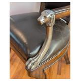 UL - Vintage Armchair with Lion Head Armrests and Unique Tiger Patch Back