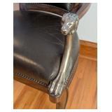 UL - Vintage Armchair with Lion Head Armrests and Unique Tiger Patch Back