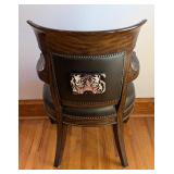 UL - Vintage Armchair with Lion Head Armrests and Unique Tiger Patch Back