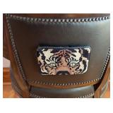 UL - Vintage Armchair with Lion Head Armrests and Unique Tiger Patch Back