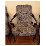 ML - Set of 6 Vintage Upholstered Armchairs with Carved Wood Frames