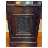 ML - Victorian Mahogany Fall Front Coal Purdonium with Carved Floral Panel