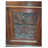 ML - Victorian Mahogany Fall Front Coal Purdonium with Carved Floral Panel