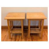 UL - Pair of Oak Side Tables with Shelf
