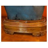 ML - Chinese Chrysanthemum Stone on Wooden Stand, 14 Inch Tall