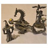 LL - Fantasy Pewter Figurine Collection with Gargoyle Snow Globe and Crystal Orbs