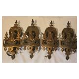 LL - Set of 4 Vintage 15-Inch Electric Wall Sconces with Ship Motif