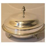 LL - Rogers Silver Plate Covered Serving Dish with Footed Base and Sugar Bowl, Creamer, and Tray Set