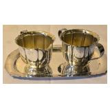 LL - Rogers Silver Plate Covered Serving Dish with Footed Base and Sugar Bowl, Creamer, and Tray Set