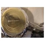 LL - Rogers Silver Plate Covered Serving Dish with Footed Base and Sugar Bowl, Creamer, and Tray Set