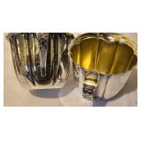 LL - Rogers Silver Plate Covered Serving Dish with Footed Base and Sugar Bowl, Creamer, and Tray Set