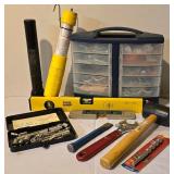 LL - Hand Tools and Accessories Lot with Multi Drawer Storage Cabinet