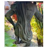 Metal Garden Statue of Kneeling Man Carrying Sack