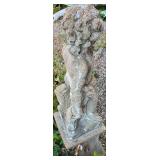 Cement Garden Cherub Statue on Pedestal