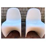 Pair of Vintage Verner Panton White Molded Plastic Chairs