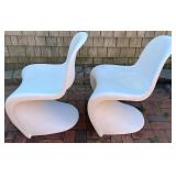 Pair of Vintage Verner Panton White Molded Plastic Chairs