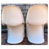 Pair of Vintage Verner Panton White Molded Plastic Chairs