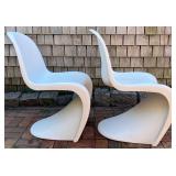 Pair of Vintage Verner Panton White Molded Plastic Chairs