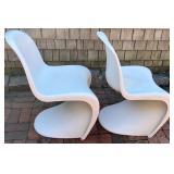Pair of Vintage Verner Panton White Molded Plastic Chairs