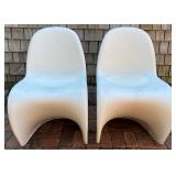 Pair of Vintage Verner Panton White Molded Plastic Chairs