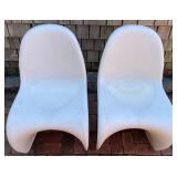 Pair of Vintage Verner Panton White Molded Plastic Chairs
