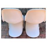 Pair of Vintage Verner Panton White Molded Plastic Chairs