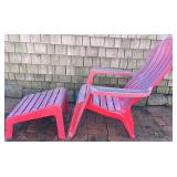 Red Plastic Adirondack Chair with Matching Ottoman