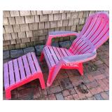 Red Plastic Adirondack Chair with Matching Ottoman