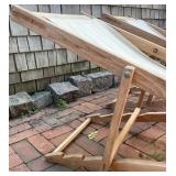 Pair of Wooden Outdoor Folding Sling Lounge Chairs
