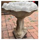 Decorative Concrete Birdbath with Fish Motif Pedestal