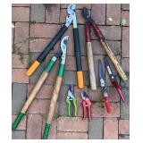 Lot of 7 Garden Pruners, Shears, and Loppers - Various Styles