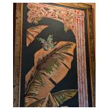 ML - Large Framed Needlepoint Art with Monkey, Butterfly, and Fish Bowl