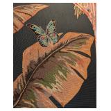 ML - Large Framed Needlepoint Art with Monkey, Butterfly, and Fish Bowl