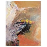 UL - Framed Abstract Oil Painting with Bold Colors by Pedros Martin