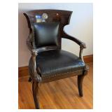 UL - Vintage Armchair with Lion Head Armrests and Unique Tiger Patch Back